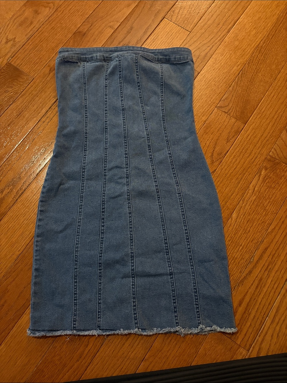 Strapless Blue Denim Bodycon Dress